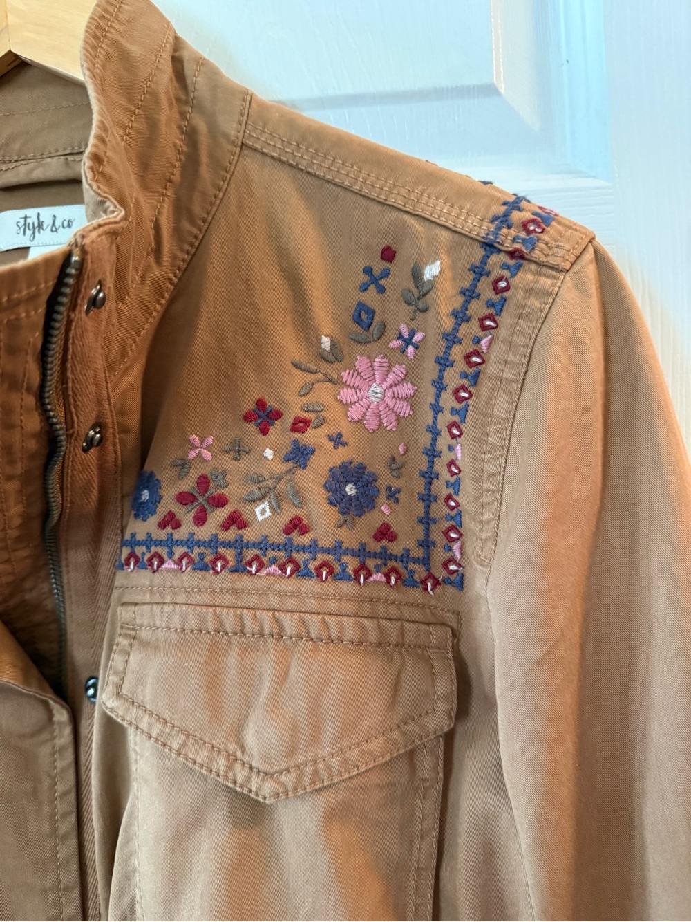 Style & Co. Tan Embroidered Utility Jacket - Picture 6 of 6